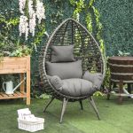 eardop PE Wicker Rattan Chair Inc Thick Cushions 4 Legs Outdoor Seat Egg Garden