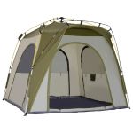 Camping Tent 240Lx240Wx195H cm Polyester Aluminium Army Green & Grey 