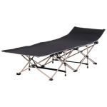 Oxford Cloth Folding Single Camping Bed Lounger Black