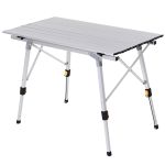 3FT Folding Aluminium Picnic Table Portable Camping BBQ Table Roll Up Top with Carrying Bag Silver