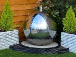 50cms Stainless Steel Sphere Modern Water Feature Solar Powered