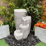 4 Circular Pouring Pots Contemporary Water Feature