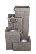 Rectangular Grey Pillars Contemporary Water Feature