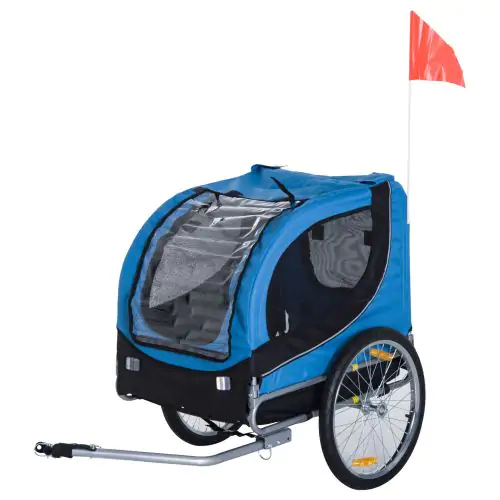  Folding Bicycle Pet Trailer W/Removable Cover-Blue