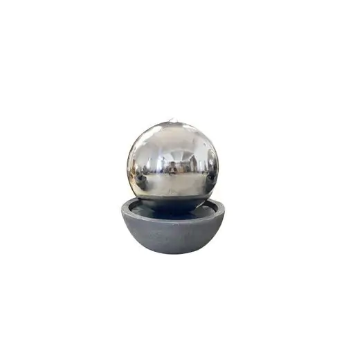 Medium Stainless Sphere Resin Base Modern Metal Water Feature