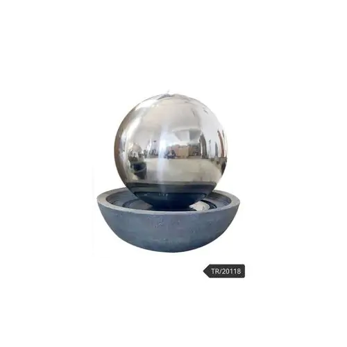 Large Stainless Sphere Resin Base Modern Metal Water Feature