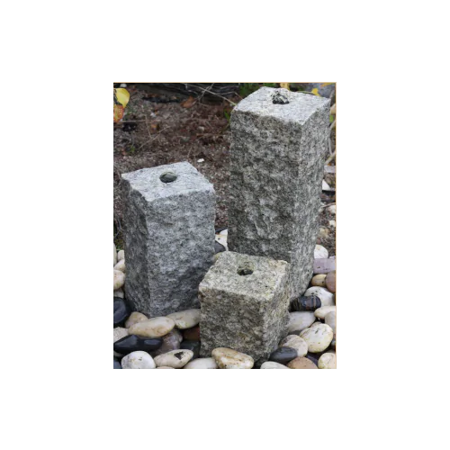Eastern Set Of 3 Granite Columns (20 | 35 | 50x15x15) Solar Water Feature