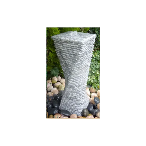 Eastern Grey Granite Twisted Fountain Chiselled All Sides (60x20x20) Water Feature