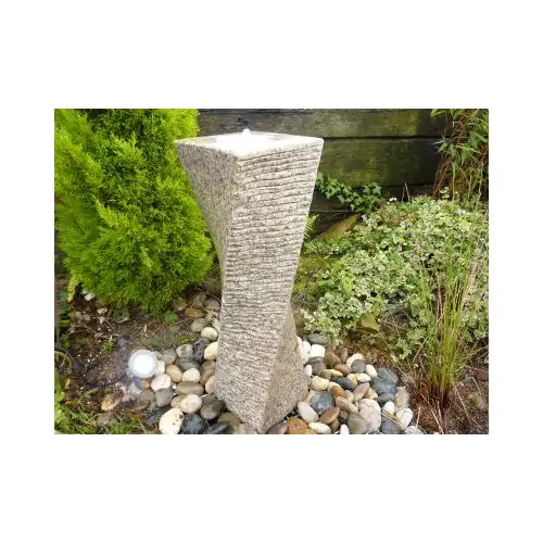 Eastern Beige Granite Twist Two Chiselled & Two Polished Sides (75x22x22) Solar Water Feature