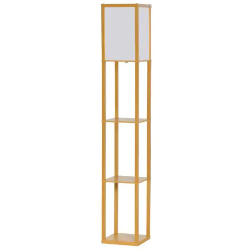  4-Tier Floor Lamp Standing Lamp with Storage Shelf for Home Office Dorm Natural