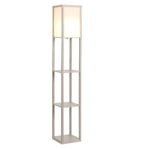 MDF 3-Tier Shelves Floor Lamp Oak/White