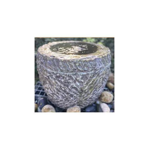 Eastern Black Limestone Trough Fountain (45x50x50) Solar Water Feature