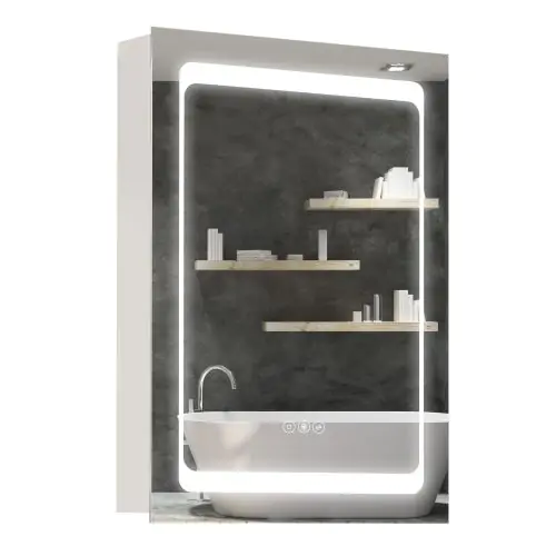 kleankin Bathroom LED Lighted Mirror Cabinet Wall-mount with Storage Shelves Touch Switch