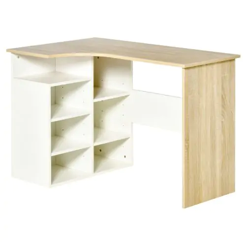  L-Shaped Corner Computer Desk Study Table with Storage Shelf Office Home