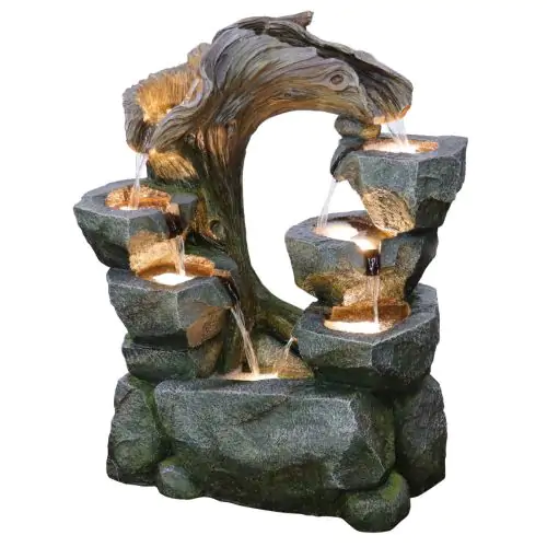 Bellevue Carved Rock Falls Wood Effect Water Feature