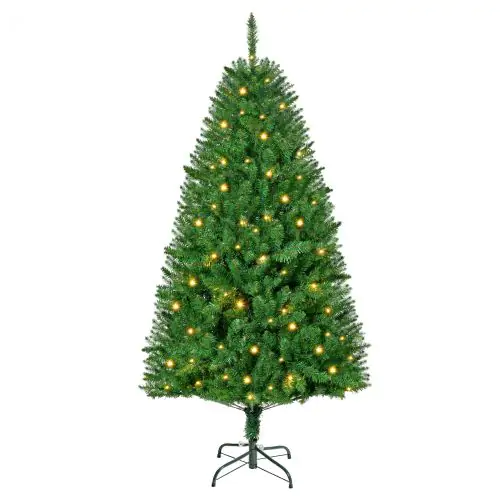  5FT Prelit Artificial Christmas Tree w/ Warm White Light Home Xmas Decoration