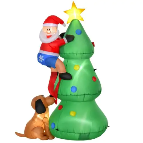 1.8m Inflatable Christmas Tree, LED Lighted with Santa Claus Dog Decoration