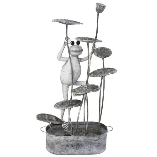 Metal Frog on Lily Pads Modern Metal Solar Water Feature