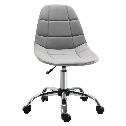 Vinsetto Ergonomic Office Chair Velvet Computer Home Study Chair Armless w/ Wheels, Grey