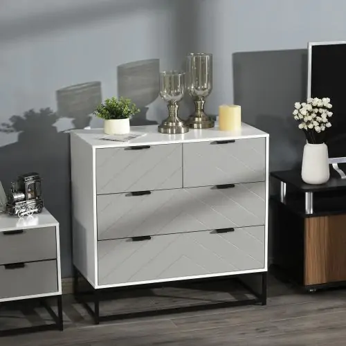  Particle Board 3-Tier Chest of Drawers Grey/White