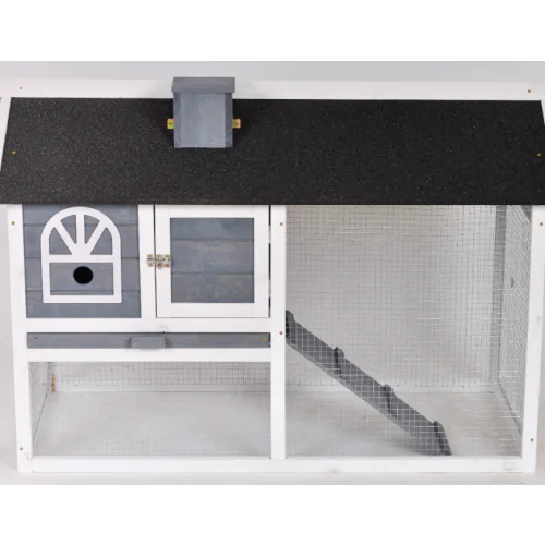  Rabbit Hutch Wood Bunny Cage for Outdoor Indoor w/ Pull Out Tray Run Box Ramp