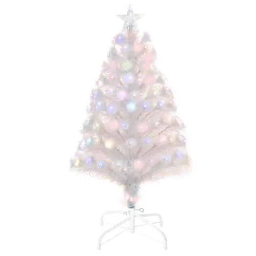  3FT Prelit Artificial Christmas Tree w/ Fiber Optic, Xmas Decoration, White