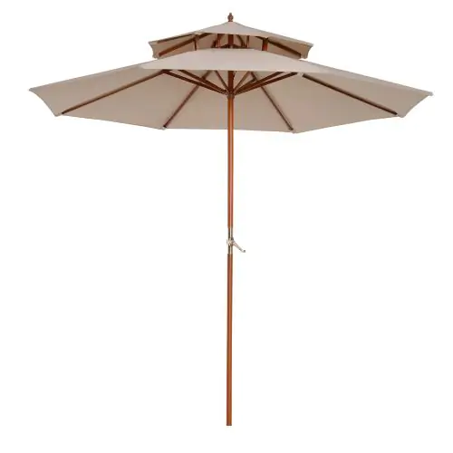 2.7m Patio Double Tier Umbrella Parasol Beige