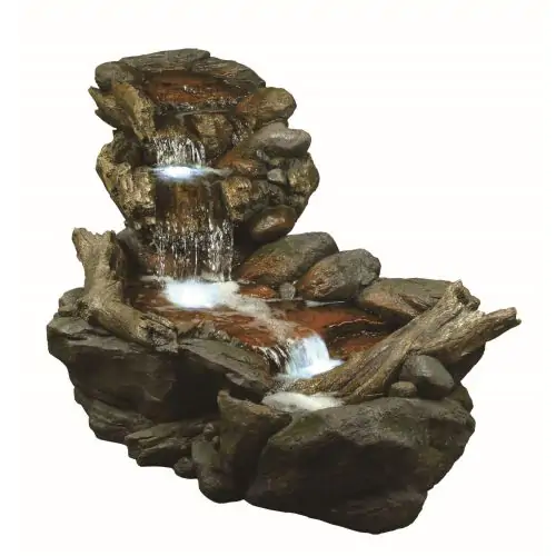 Large Boulder River Falls Water Course Solar Water Feature