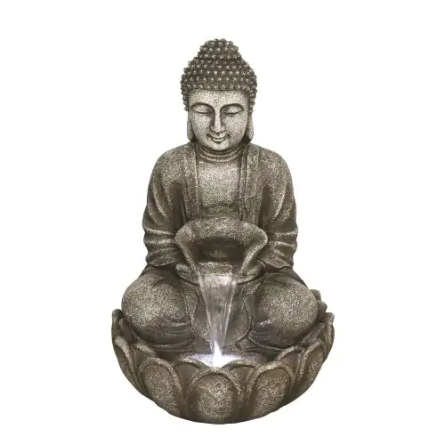 Medium Grey Buddha Oriental Solar Water Feature