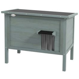 PawHut Outdoor Feral Cat House Insulated W/ Openable Roof Charcoal Grey 423244
