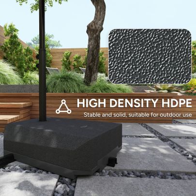 Outsunny Parasol Base Plastic Umbrella Stand for Cantilever Parasol with Wheels, Heavy Duty Umbrella Stand, Water Sand Filled