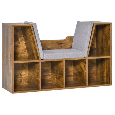  Bookcase Storage Reading Seat Unit Kids Adults Six Cubes Organiser Brown