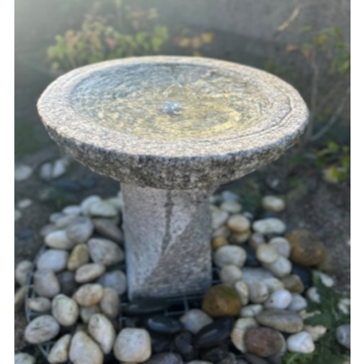 Babbling Bowl On Twist in Grey Granite (52x45x45) Solar Water Feature