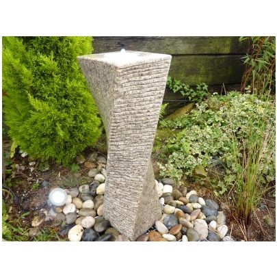 Beige Granite Twist Two Chiselled & Two Polished Sides (75x22x22) Solar Water Feature