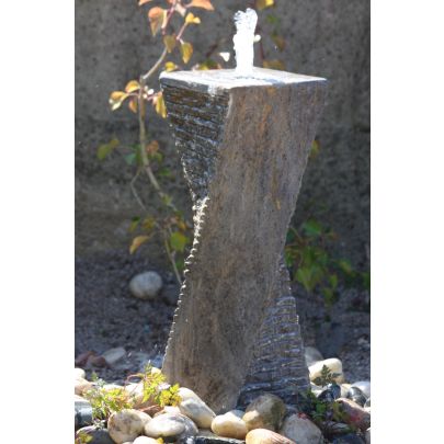 Black Limestone Twist Two Chiselled & Two Polished Sides (75x22x22) Solar Water Feature