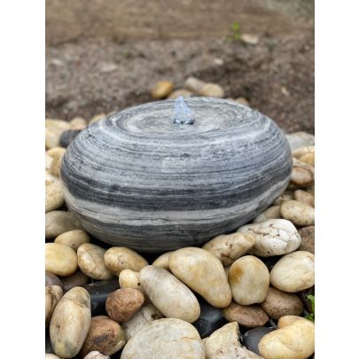 White & Grey Polished Marble Fountain (25x35x35) Solar Water Feature