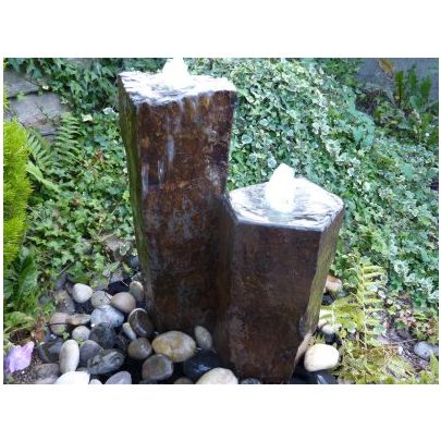 Set of 2 Basalt Fountain (45x25x25) Solar Water Feature