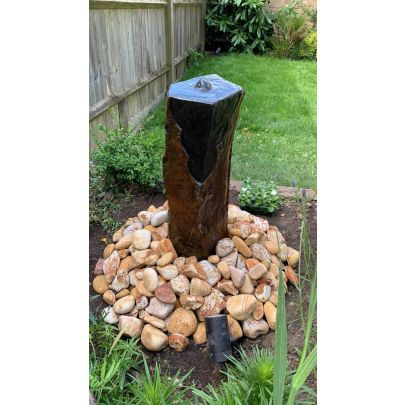 Basalt Fountain With Polished Top (50x25x25) Solar Water Feature
