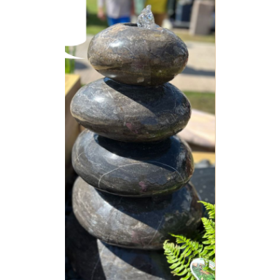 Eastern Pebble Stack Black Limestone (75xx) Solar Water Feature