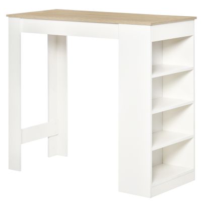  Bar Table Coffee Table Kitchen Dining Table with 4-Tier Storage Shelf Natural