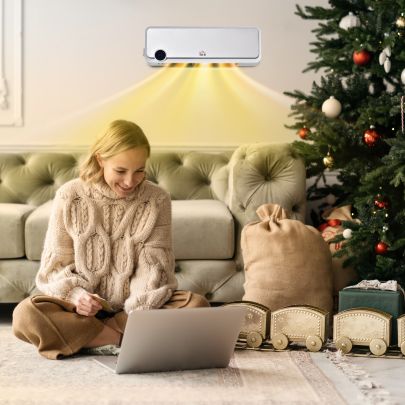 HOMCOM Wall Downflow Heater 2 Heat and Fan 1000W 2000W, Electric Space Heater with Timer Remote Oscillating, for Bedroom Home Office, White and Silver