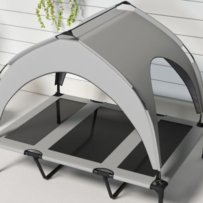 PawHut Cooling Raised Pet Bed w Washable Breathable Mesh, for Large Dogs, 106 x 76 x 94cm Light Grey