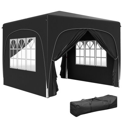 Outsunny 3 x 3m Pop Up Gazebo Shelter, with Accessories Black