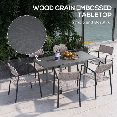 Outsunny Aluminium and Steel Expanding Six Seater Garden Table Grey