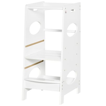  Kids Step Stool Toddler Kitchen Stool with Adjustable Standing Platform White