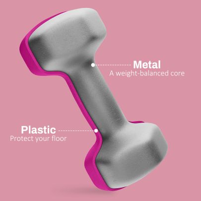 SPORTNOW 2 x 3kg Hexagonal Dumbbells Weights Set with Non Slip Grip for Home Gym Workout, Pink