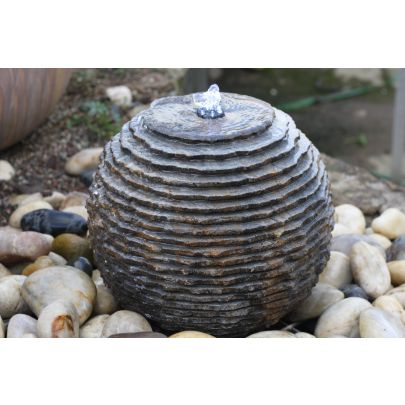 Cascading limestone sphere diameter 30cm