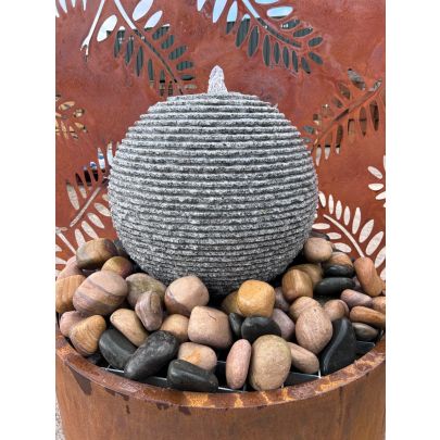 Cascading Grey Granite sphere diameter 45cm