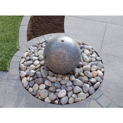 Dark Grey Granite Polished Sphere (40x40x40) Solar Water Feature