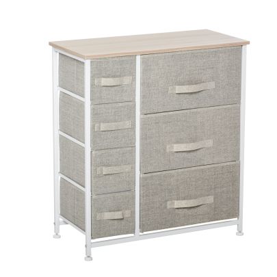 7 Drawers Cabinet Organizer with Metal Frame for Home Office White Oak